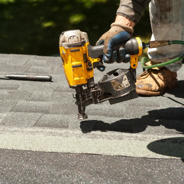 An image showing asphalt shingle roof replacement services highlighting professional installation.